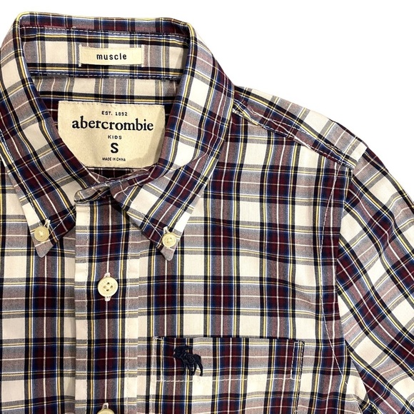 Abercrombie Kids Shirt Boy's Plaid Muscle Long Sleeve Button Cotton Small‎ - Picture 6 of 13